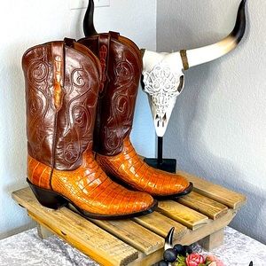 Black Jack Vintage Cognac Alligator Belly Boots